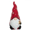 Felinar Ceramic de Crăciun, Figurina Gnome, Stea Aurie, Culoare Roșu, 8x8x22cm, Oem