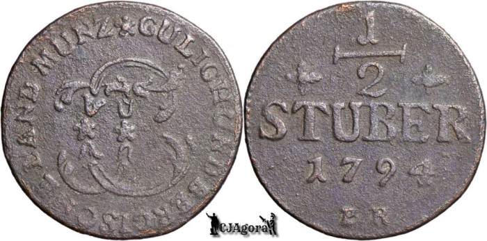 1794 PR, &frac12; St&uuml;ber - Carl Theodor - Ducatul de J&uuml;lich-Berg