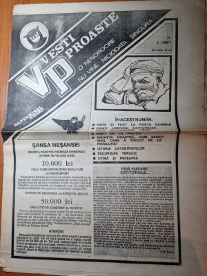 ziarul vesti proaste 1991 - anul 1,nr.1-prima aparitie a ziarului foto