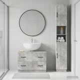 Cumpara ieftin Set de dulapuri pentru baie, 2 piese HOORN Gri Beton