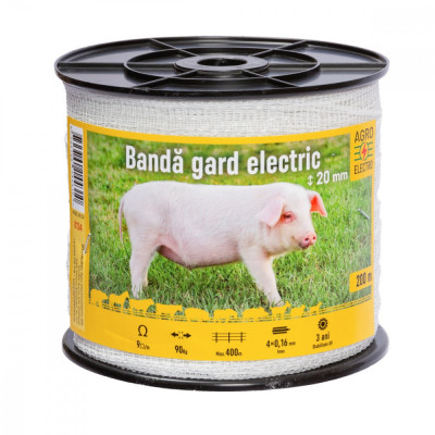 Bandă gard electric - 20&amp;nbsp;mm - 200&amp;nbsp;m - 90&amp;nbsp;kg - 9&amp;nbsp;&amp;Omega;/m foto