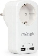 PRIZA GEMBIRD, Schuko x 1, conectare prin Schuko (T), USB x 2, 10 A, protectie supratensiune, protectie copii, alb, &amp;quot;EG-ACU2-01-W&amp;quot; foto