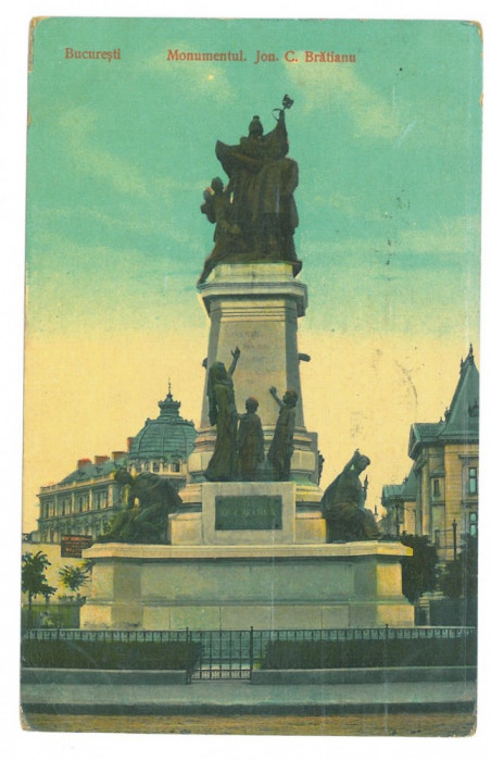 5124 - BUCURESTI, Statue Ion Bratianu, Romania - old postcard - used - 1913