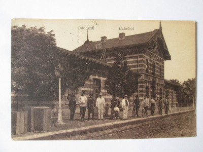 Carte postala-Odobesti(Vrancea):Gara,circulata 1924 foto