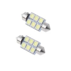 Set 2 Becuri Led C5w Silicon 6 SMD 42MM
