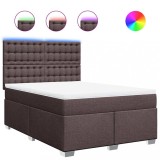 Cumpara ieftin Pat box spring cu saltea, maro inchis, 140x200 cm, textil