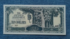 10 Dollars 1941 - 1945 Malaezia / Malaysia / Ocupatie japoneza WW2 / dolari