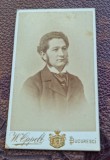 Fotografie portret barbat cu perciuni,, tip CDV, 1897, cu dedicatie