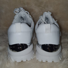Pantofi sport dama albi Balenciaga cu plaforma sireturi duble piele ecologica 39