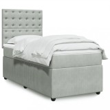 Cumpara ieftin Gossi pat box spring cu saltea, gri deschis, 100x200 cm, catifea