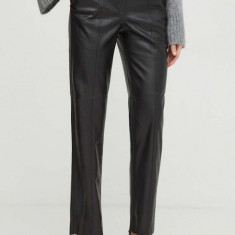 Bruuns Bazaar pantaloni femei, culoarea negru, fason tigareta, high waist