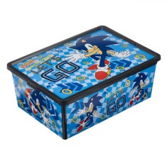Cutie Depozitare Jucării, Sonic, Capacitate 10L, Albastru/Gri, Dimensiuni 37x26x14cm