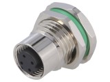 Conector M12 soclu PIN 4 mamă D-Ethernet THT IP65 IP67