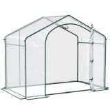 Outsunny Sera Cabina Portabila 6' x 3' x 6', Folie PE, Sera de Gradina cu Cadru de Otel, Usa cu Fermoar, Aerisire Superioara, pentru Flori, Legume, Pu
