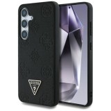 Husa pentru Samsung Galaxy S25 - Guess Peony Grained Hot Stamp Triangle Logo MagSafe (GUHMS25SPGBTMK) - Black