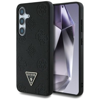 Husa pentru Samsung Galaxy S25 - Guess Peony Grained Hot Stamp Triangle Logo MagSafe (GUHMS25SPGBTMK) - Black foto
