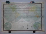 Planiglobul.Harta Emisferelor,HARTA INTREGULUI PAMANT,Harta veche Sist.Planetar