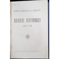 RASBOIUL NEATARNAREI 1877-78 , CONFERINTE TINUTE LA ATENEUL ROMAN (1927)