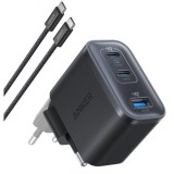 Incarcator Retea Cu Cablu USB-C Anker Nano, 70W, 3.5A, 1 x USB-A - 2 x USB-C, Gri B121A311