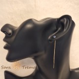 Cercei Indigo Line , Cristal indigo 6 cm placati aur 18K Brazilia