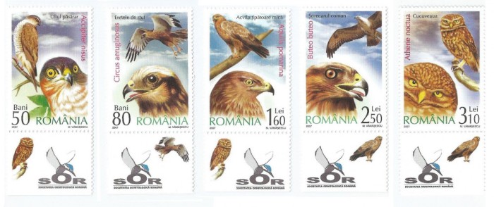 |Romania, LP 1760a/2007, Pasari de prada, cu tabs, MNH