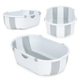 Cadita bebelusi pliabila ECOTOYS gri cu termometru, silicon/plastic, 0-6 ani, 79x45x23.5 cm