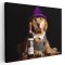 Tablou caine Golden Retriever cu palarie Tablou canvas pe panza CU RAMA 20x30 cm