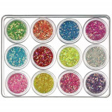 Kit decorații unghii cu pudră de 12 buc - hexagon 1 mm, 5g, INGINAILS