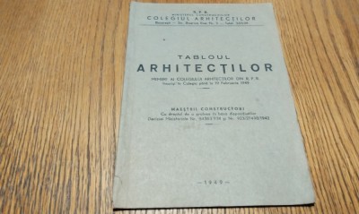 TABLOUL ARHITECTILOR Maestrii Constructori - Colegiul Arhitectilor, 1949, 48 p. foto