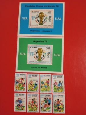 ZAIRE, FOTBAL - COLIȚE + SERIE COMPLETĂ MNH foto