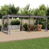 Cumpara ieftin Pavilion cu draperii, antracit, 3 x 6 m, oțel
