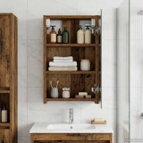 vidaXL Dulap cu oglindă pentru baie Lemn vechi 30 x 10,5 x 50 cm 889013