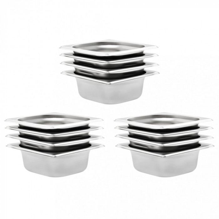 vidaXL Recipiente Gastronorm 12 buc. GN 1/6 65 mm oțel inoxidabil 50906
