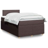 VidaXL Pat box spring cu saltea, maro &icirc;nchis, 120x200 cm, textil
