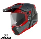 Casca adventure/touring/off road pentru scuter - motocicleta Axxis model Wolf DS Hydra B5 rosu mat &ndash; tip viziera: MT-V-20 XL (61/62cm)