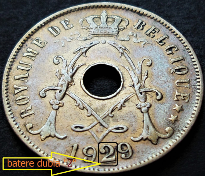 Moneda istorica 25 CENTIMES - BELGIA, anul 1929 * cod 350 B = BELGIQUE - EROARE