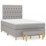 Cumpara ieftin Pat continental cu saltea, gri deschis, 120x200 cm, textil