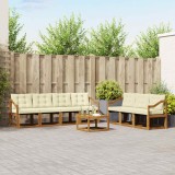vidaXL Set de canapele de exterior cu pernă 8 pcs Natural și Crem 3368481