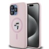 Husa pentru iPhone 15 Pro Max - Karl Lagerfeld Silicone Ring MagSafe (KLHMP15XSCMKCRHP) - Pink Karl&amp;Choupette