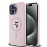 Husa pentru iPhone 15 Pro Max - Karl Lagerfeld Silicone Ring MagSafe (KLHMP15XSCMKCRHP) - Pink Karl&amp;Choupette