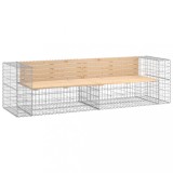 Cumpara ieftin Banca de gradina cu gabion, 244x71x65,5 cm, lemn masiv de pin