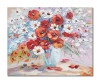 Tablou 3D maci si margarete pictat manual, 50x40cm ulei pe panza in cutit, Valentin Pop