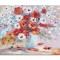 Tablou 3D maci si margarete pictat manual, 50x40cm ulei pe panza in cutit, Valentin Pop