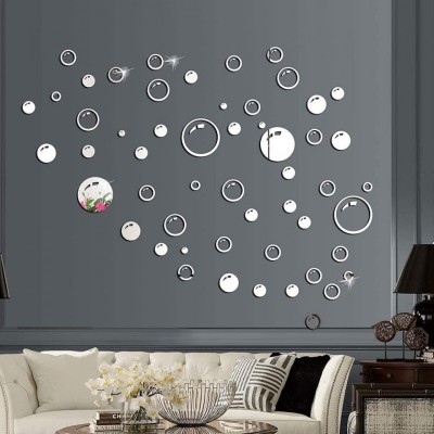 Oglinzi acrilice decorative autoadezive 3D Wall Bubbles 58 buc/set foto