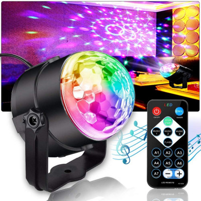 Proiector Disco LED RGB cu telecomanda si senzor de sunet - Bila Disco pentru petreceri AVX-KX129669 foto