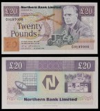 IRLANDA DE NORD █ bancnota █ 20 Pounds █ 1988 P-195a █ NORTHERN BANK LIMITED UNC