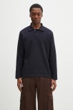 Norse Projects pulover Ruben Double Face LS Polo bărbați, culoarea bleumarin, N10.0214.7004