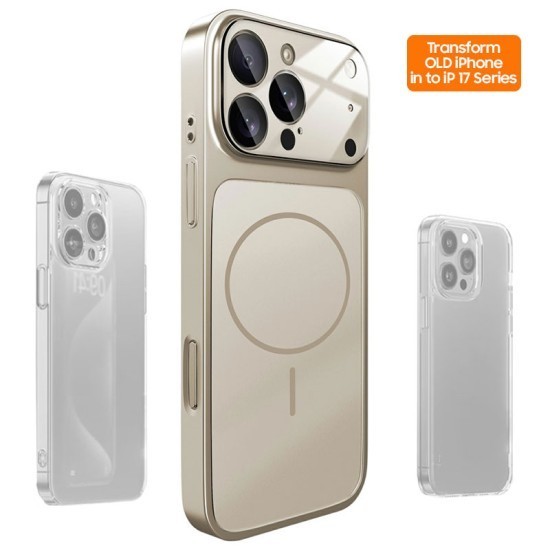 Husa Skin pentru Transformare iPhone 15 in iPhone 17 &ndash; Design Premium, Compatibil MagSafe, Culoare Gri