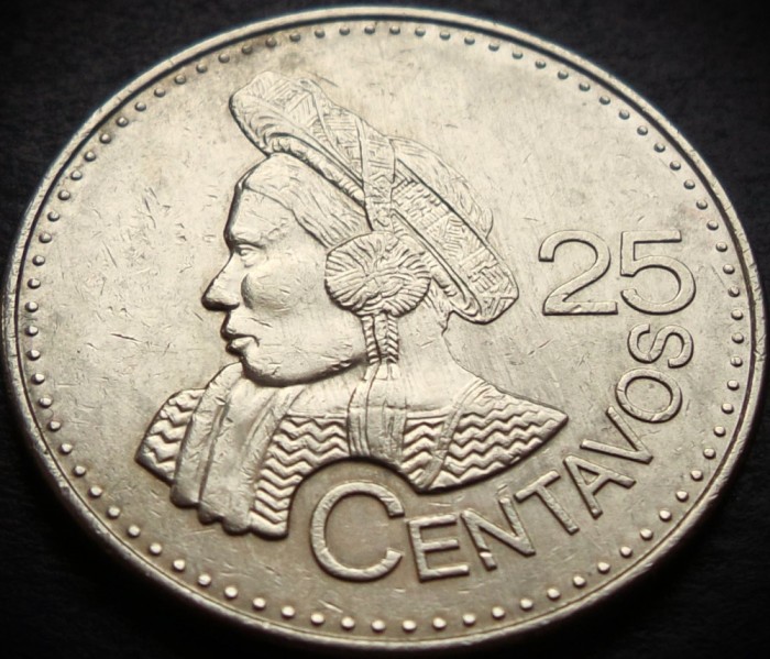Moneda exotica 25 CENTAVOS - GUATEMALA, anul 2011 * cod 2700 - MODEL MARE