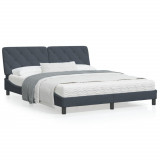 Cadru de pat cu tablie, gri &icirc;nchis, 160x200 cm, catifea GartenMobel Dekor, vidaXL